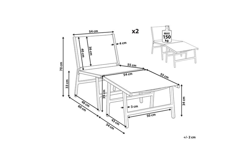 Trädgårdsstol set om 2 Marceddi - Beige, svart - Utemöbler - Utestolar & fåtöljer - Utefåtöljer & loungefåtöljer