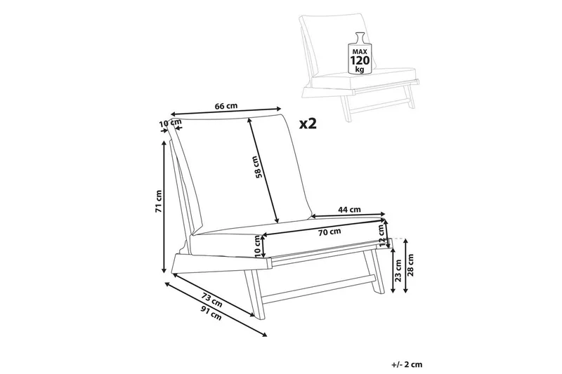 Trädgårdsstol set om 2 Micciano - Utemöbler - Utestolar & fåtöljer - Utefåtöljer & loungefåtöljer
