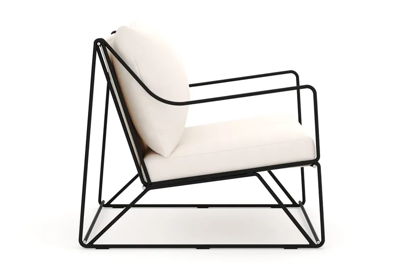 Usteryd loungefåtölj utomhus i järn med vattenavisande dyna i beige - Svart - Utemöbler - Utestolar & fåtöljer - Utefåtöljer & loungefåtöljer