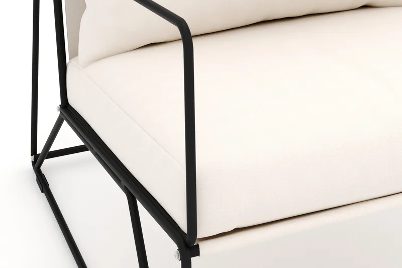 Usteryd loungefåtölj utomhus i järn med vattenavisande dyna i beige - Svart - Utemöbler - Utestolar & fåtöljer - Utefåtöljer & loungefåtöljer