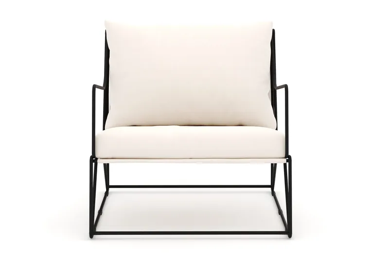 Usteryd loungefåtölj utomhus i järn med vattenavisande dyna i beige - Svart - Utemöbler - Utestolar & fåtöljer - Utefåtöljer & loungefåtöljer