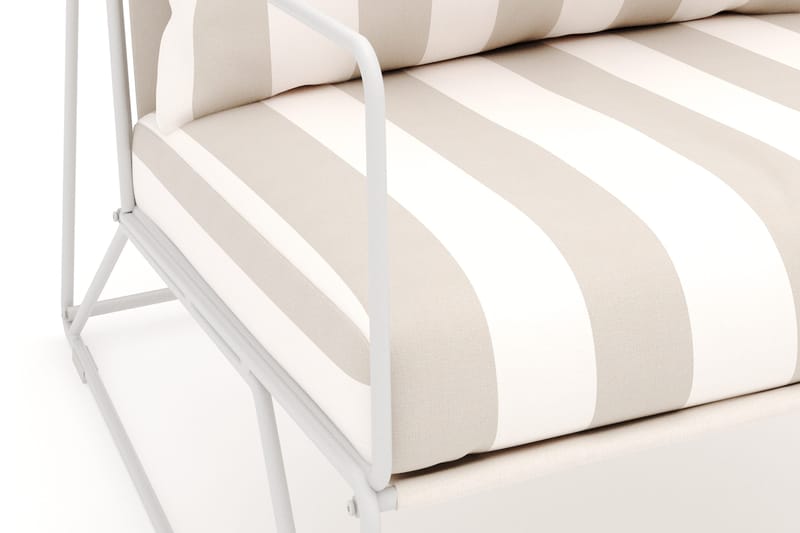 Usteryd loungefåtölj utomhus i järn med vattenavisande randig dyna - Beige / Vit - Utemöbler - Utestolar & fåtöljer - Utefåtöljer & loungefåtöljer