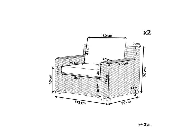 Apriliana Utefåtölj 2-pack - Konstrotting/Ljusbrun - Utemöbler - Utestolar & fåtöljer - Utefåtöljer & loungefåtöljer