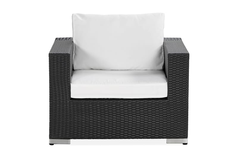 Bahamas Loungefåtölj utomhus i konstrotting för Uteplats och Trädgård - Svart / Vita dynor - Utemöbler - Utestolar & fåtöljer - Utefåtöljer & loungefåtöljer