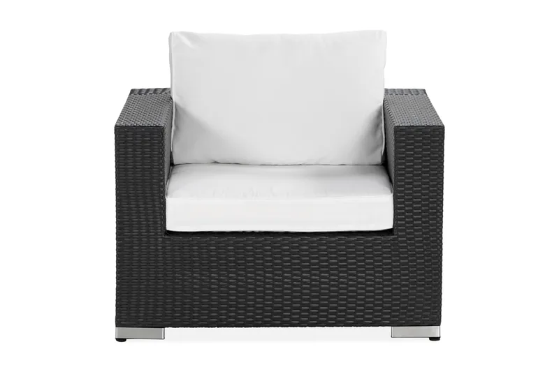 Bahamas Loungefåtölj utomhus i konstrotting för Uteplats och Trädgård - Svart / Vita dynor - Utemöbler - Utestolar & fåtöljer - Utefåtöljer & loungefåtöljer