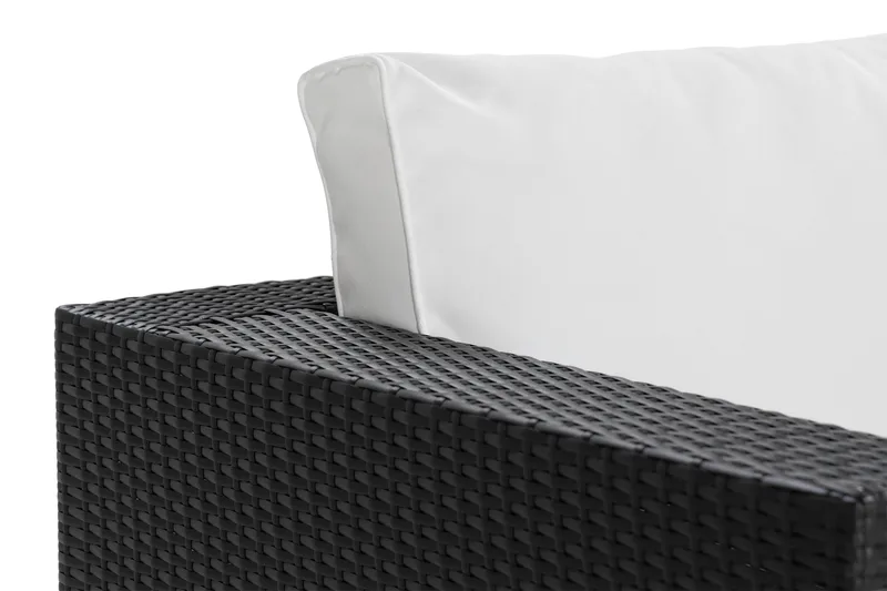 Bahamas Loungefåtölj utomhus i konstrotting för Uteplats och Trädgård - Svart / Vita dynor - Utemöbler - Utestolar & fåtöljer - Utefåtöljer & loungefåtöljer