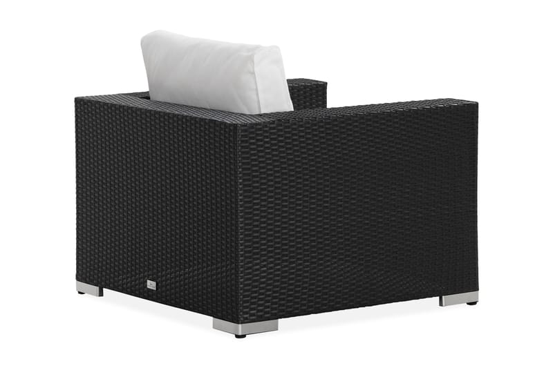 Bahamas Loungefåtölj utomhus i konstrotting för Uteplats och Trädgård - Svart / Vita dynor - Utemöbler - Utestolar & fåtöljer - Utefåtöljer & loungefåtöljer