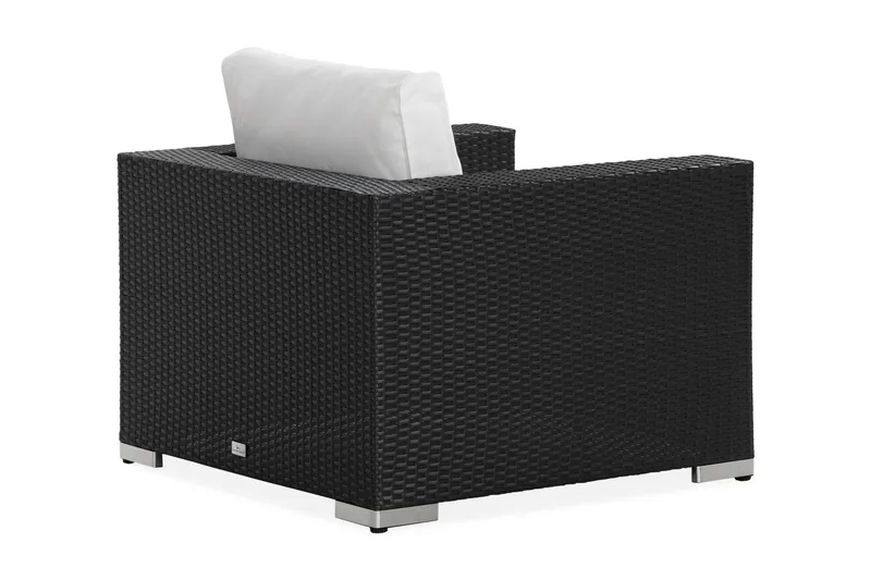 Bahamas Loungefåtölj utomhus i konstrotting för Uteplats och Trädgård - Svart / Vita dynor - Utemöbler - Utestolar & fåtöljer - Utefåtöljer & loungefåtöljer