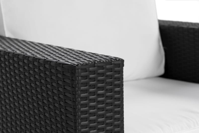 Bahamas Loungefåtölj utomhus i konstrotting för Uteplats och Trädgård - Svart / Vita dynor - Utemöbler - Utestolar & fåtöljer - Utefåtöljer & loungefåtöljer
