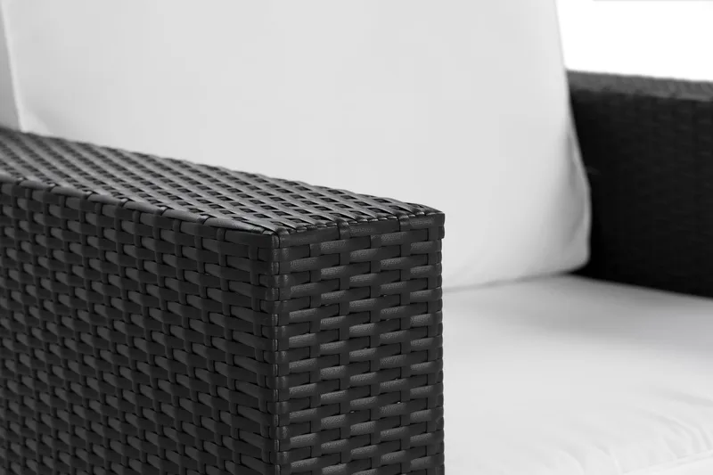 Bahamas Loungefåtölj utomhus i konstrotting för Uteplats och Trädgård - Svart / Vita dynor - Utemöbler - Utestolar & fåtöljer - Utefåtöljer & loungefåtöljer