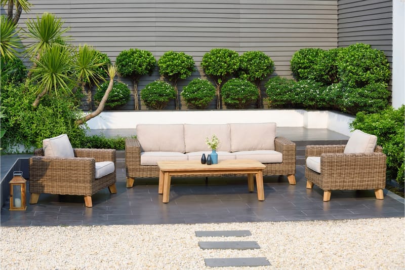 BAHAMAS Utefåtölj Beige/Teak - Utemöbler - Utestolar & fåtöljer - Utefåtöljer & loungefåtöljer