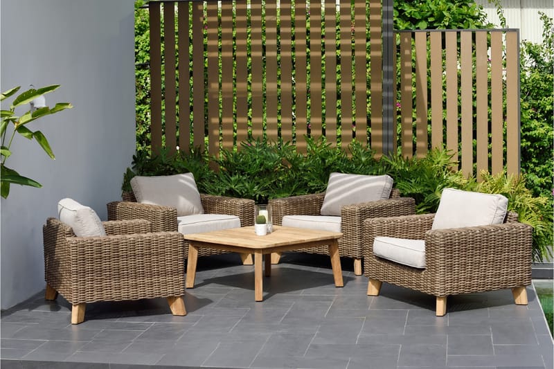 BAHAMAS Utefåtölj Beige/Teak - Utemöbler - Utestolar & fåtöljer - Utefåtöljer & loungefåtöljer