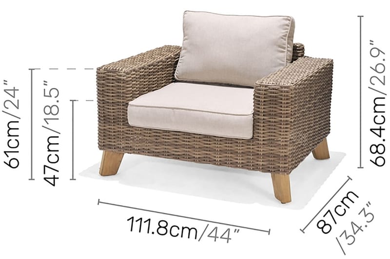 BAHAMAS Utefåtölj Beige/Teak - Utemöbler - Utestolar & fåtöljer - Utefåtöljer & loungefåtöljer
