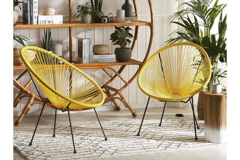 Cayaco Utestol 2-pack - Konstrotting/Gul - Utemöbler - Utestolar & fåtöljer - Utefåtöljer & loungefåtöljer