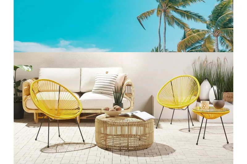 Cayaco Utestol 2-pack - Konstrotting/Gul - Utemöbler - Utestolar & fåtöljer - Utefåtöljer & loungefåtöljer