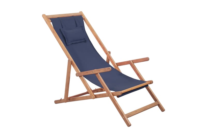 Hopfällbar strandUtestol tyg och träram blå - Blå - Utemöbler - Utestolar & fåtöljer - Utefåtöljer & loungefåtöljer