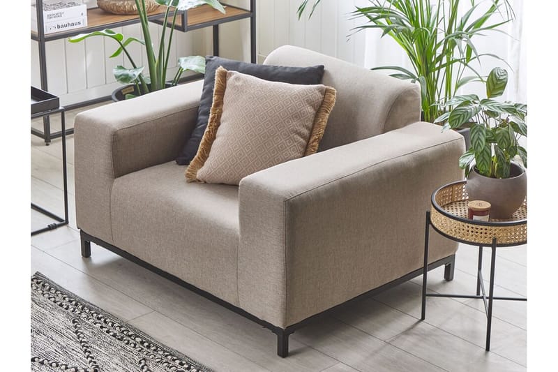 HUGHEN Utefåtölj 2-pack Beige/Svart - Utemöbler - Utestolar & fåtöljer - Utefåtöljer & loungefåtöljer