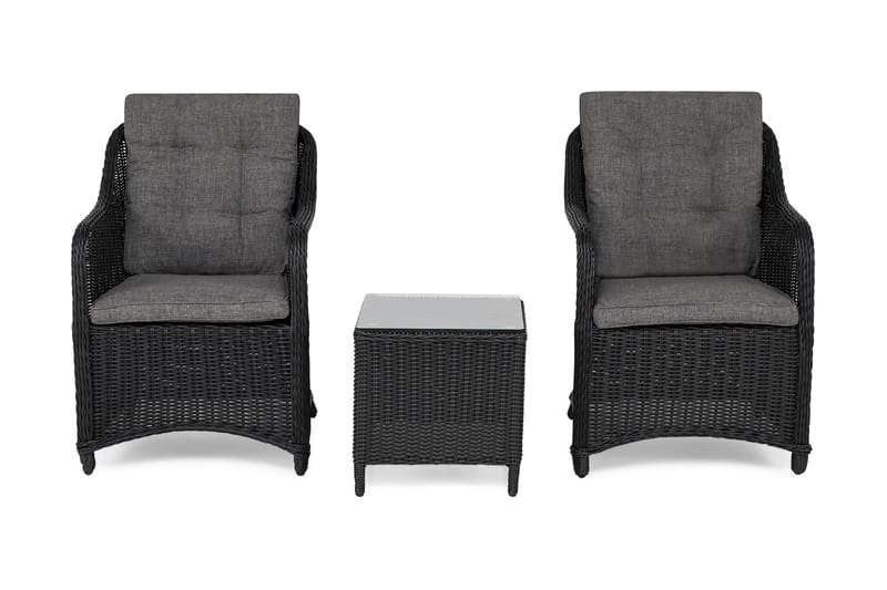 Marcus Caféset med 2 Fåtöljer m Dyna - Svart - Utemöbler - Utestolar & fåtöljer - Utefåtöljer & loungefåtöljer