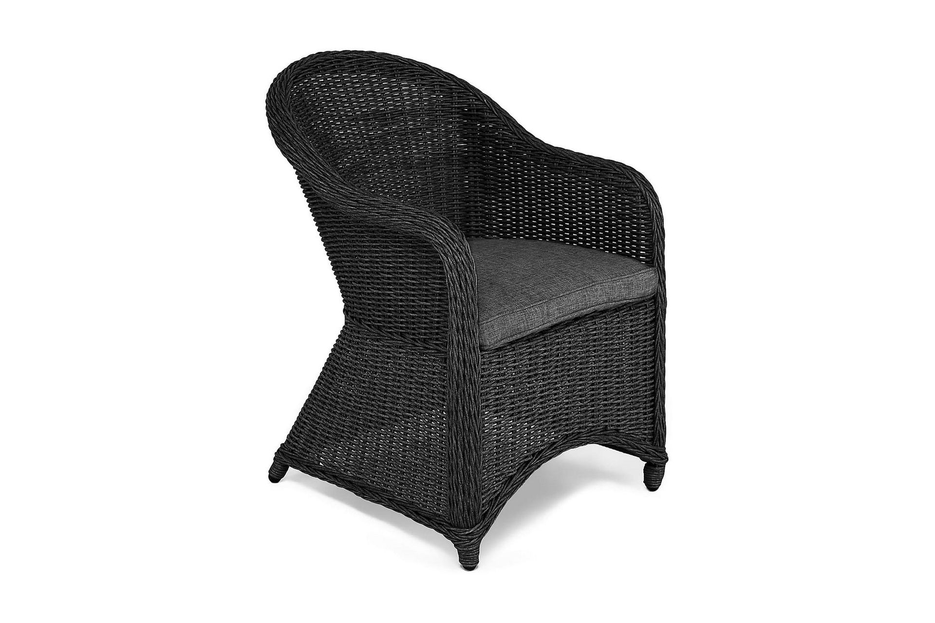 marcus light utefåtölj med dyna – loungefåtölj i konstrotting för utemöbler - svart