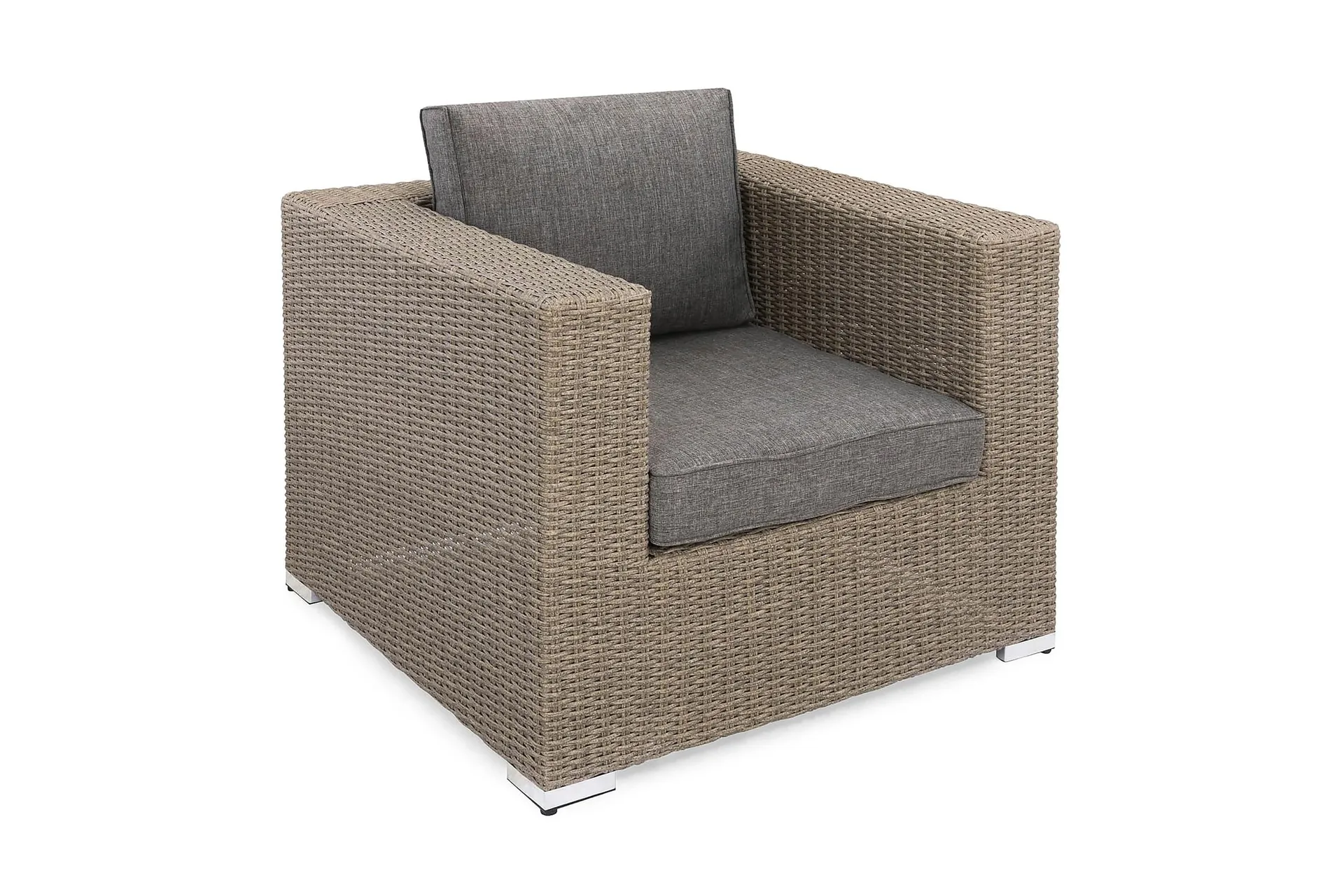 marcus loungefåtölj med dyna - utefåtölj rotting utemöbler - grå