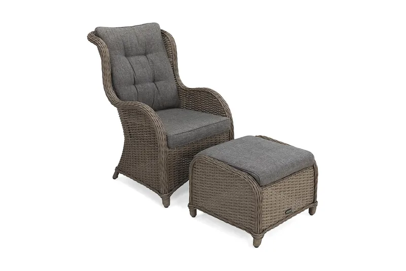 Marcus Öronlappsfåtölj - Grå / Grå dynor - Utemöbler - Balkong - Balkongmöbler - Balkongstolar