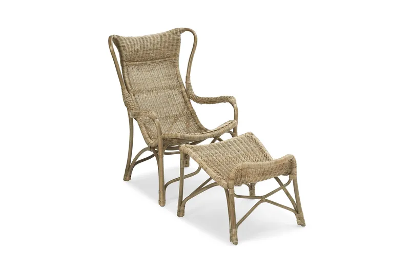 Praktö Fåtölj med Fotpall Naturrotting, Hillerstorp