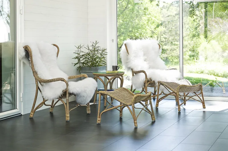 Praktö Fåtölj med Fotpall Naturrotting - Hillerstorp - Utemöbler - Utestolar & fåtöljer - Utefåtöljer & loungefåtöljer