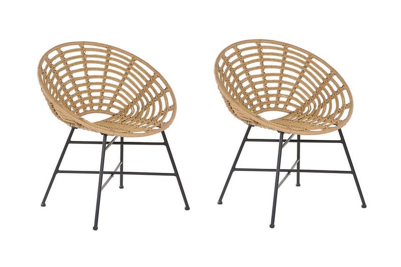 Rottingstol 2 st ljusbrun ACERRA - Trä/natur - Utemöbler - Utestolar & fåtöljer - Utefåtöljer & loungefåtöljer