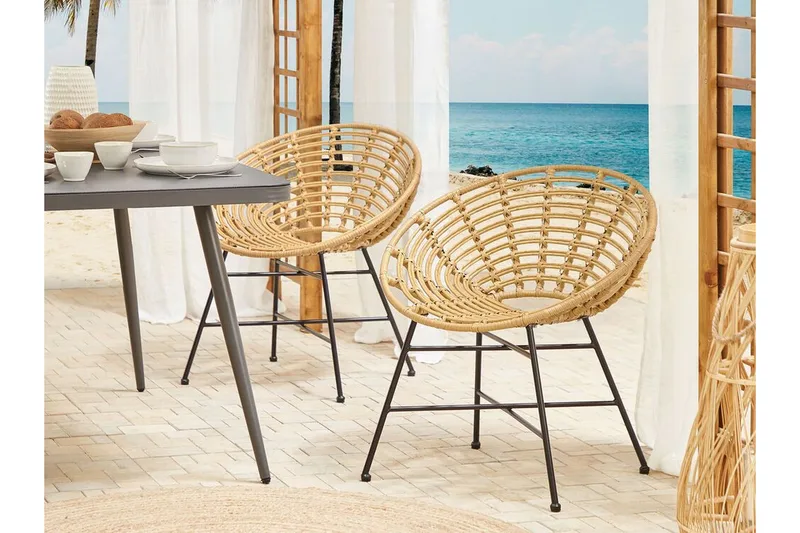 Rottingstol 2 st ljusbrun ACERRA - Trä/natur - Utemöbler - Utestolar & fåtöljer - Utefåtöljer & loungefåtöljer