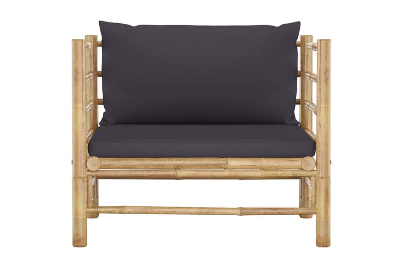 Trädgårdssoffa med mörkgråa dynor bambu - Grå - Loungemöbler - Utefåtöljer & loungefåtöljer