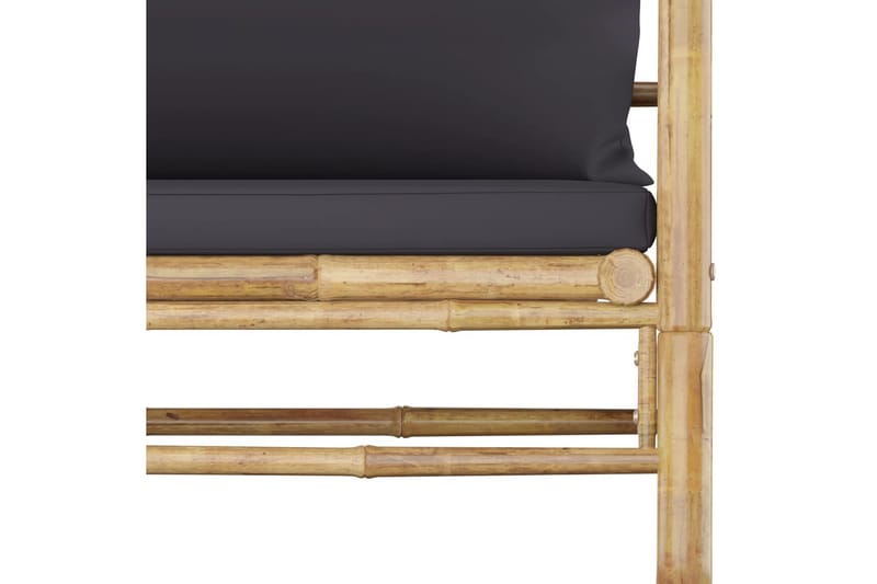 Trädgårdssoffa med mörkgråa dynor bambu - Grå - Loungemöbler - Utefåtöljer & loungefåtöljer
