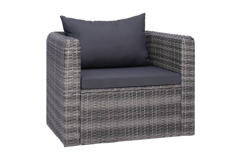 Trädgårdsstol med dyna och kudde konstrotting grå - Grå - Loungemöbler - Utefåtöljer & loungefåtöljer