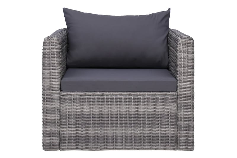 Trädgårdsstol med dyna och kudde konstrotting grå - Grå - Loungemöbler - Utefåtöljer & loungefåtöljer