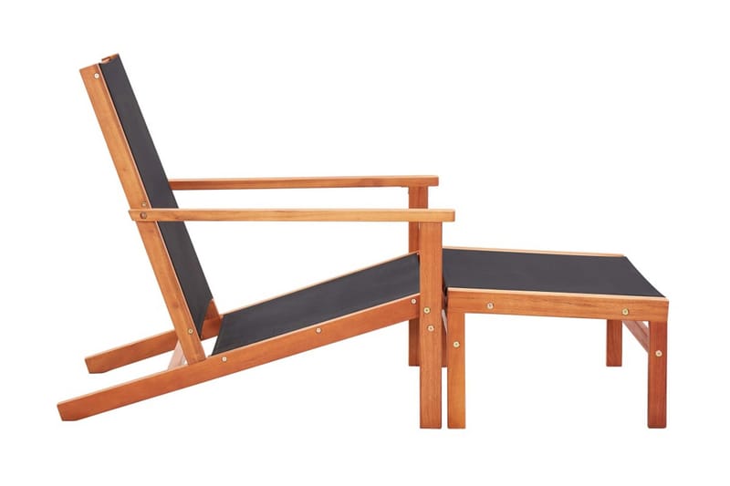Trädgårdsstol med fotpall massivt eukalyptusträ och textilen - Svart - Loungemöbler - Utefåtöljer & loungefåtöljer