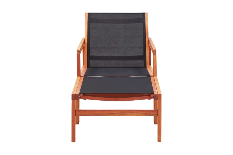 Trädgårdsstol med fotpall massivt eukalyptusträ och textilen - Svart - Loungemöbler - Utefåtöljer & loungefåtöljer