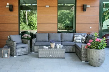 Utefåtölj Geneva Med Kuddar 78x75x78 cm Grå - Utemöbler - Utestolar & fåtöljer - Utefåtöljer & loungefåtöljer