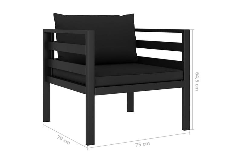 Utefåtölj med dynor aluminium antracit - Grå - Utemöbler - Utestolar & fåtöljer - Utefåtöljer & loungefåtöljer