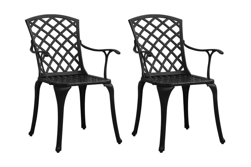 Caféstolar 2 st gjuten aluminium svart - Svart - Utemöbler - Utestolar & fåtöljer - Matstolar ute