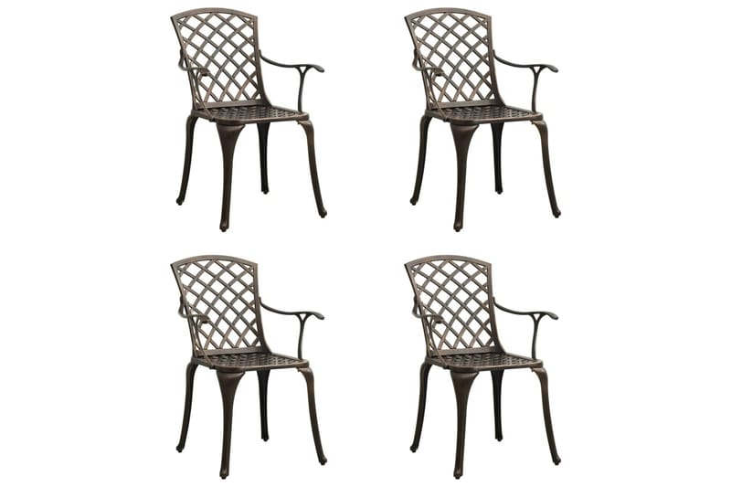 Caféstolar 4 st gjuten aluminium brons - Brun - Utemöbler - Utestolar & fåtöljer - Matstolar ute