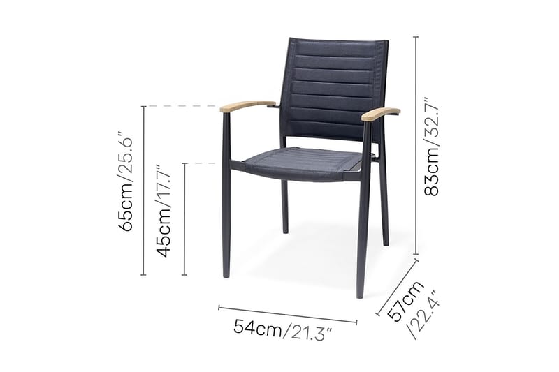 PORTALS Matstol Utomhus Svart/Teak - Utemöbler - Utestolar & fåtöljer - Matstolar ute