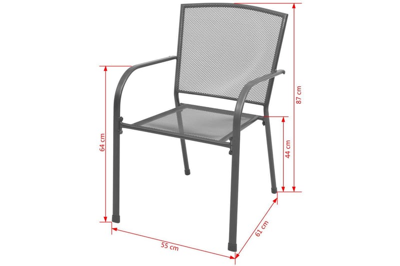 Stapelbara trädgårdsstolar 2 st stål grå - Grå - Matstolar ute - Balkongstolar