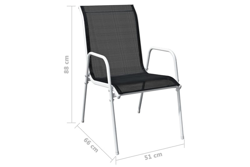 Stapelbara Trädgårdsstolar 2 st stål och textilen svart - Vit - Utemöbler - Utestolar & fåtöljer - Matstolar ute
