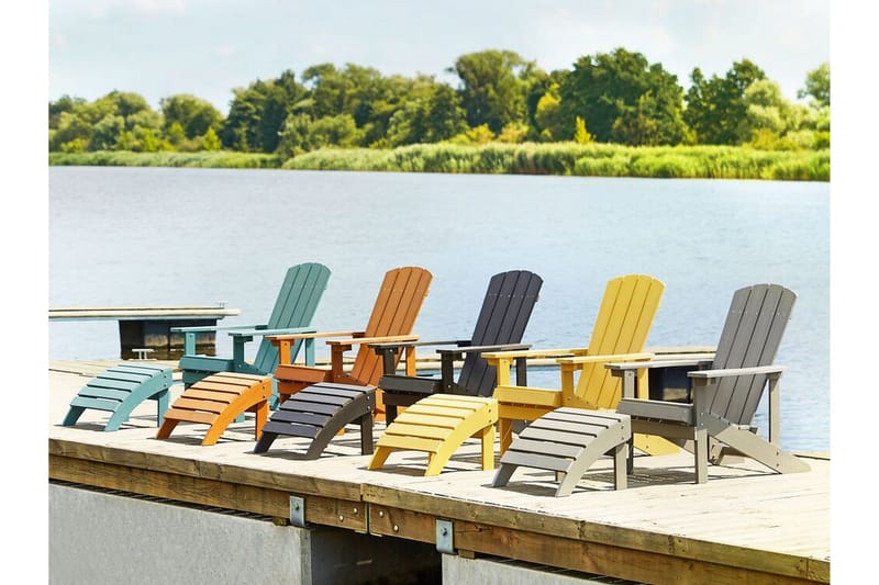 Trädgårdsstol med fotpall ljusgrå ADIRONDACK - Grå - Utemöbler - Utestolar & fåtöljer - Solstol - Däckstol