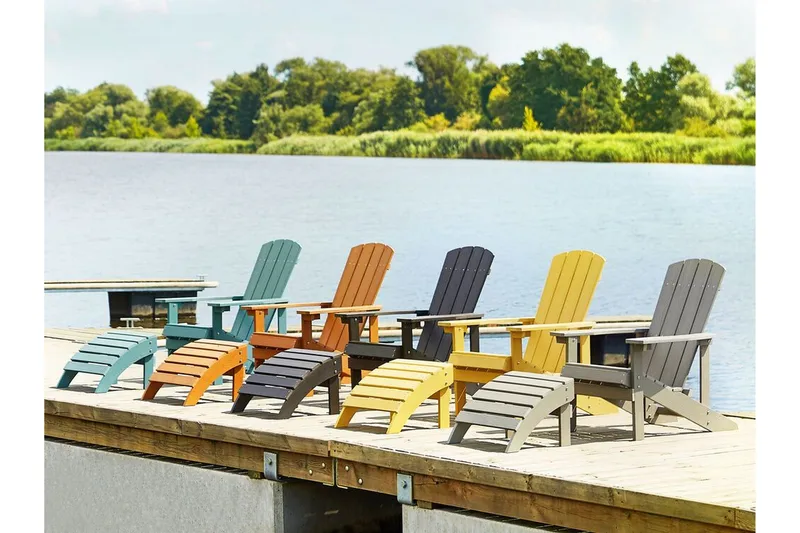 Trädgårdsstol med fotpall turkos ADIRONDACK - Blå - Utemöbler - Utestolar & fåtöljer - Solstol - Däckstol