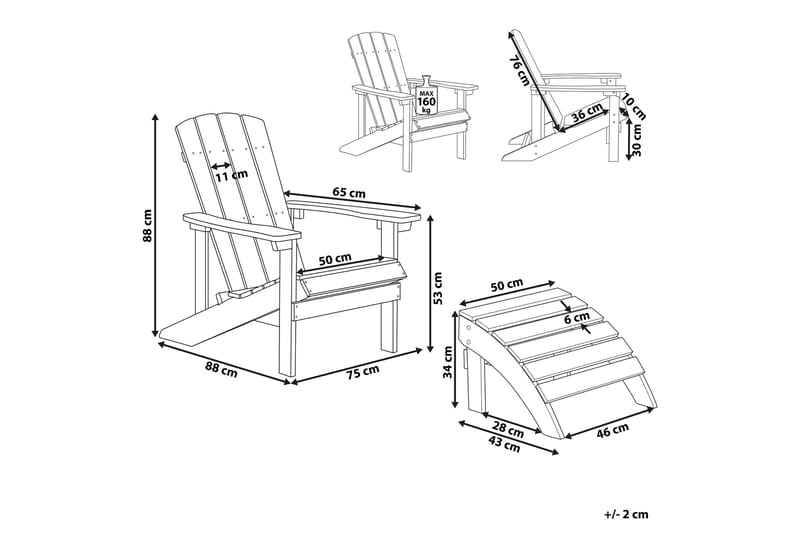 Trädgårdsstol med fotpall turkos ADIRONDACK - Blå - Utemöbler - Utestolar & fåtöljer - Solstol - Däckstol