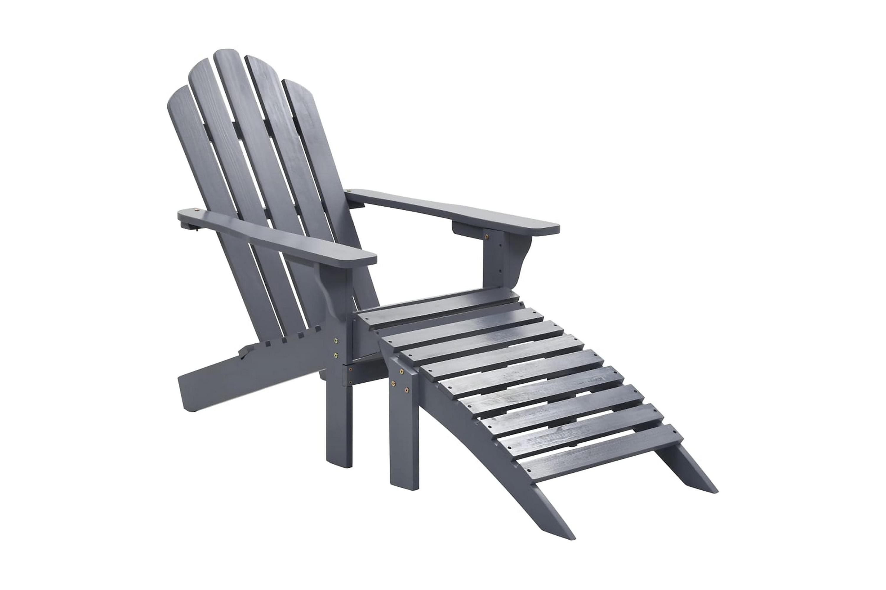 Be Basic Trädgårdsstol med ottoman trä grå – Grå