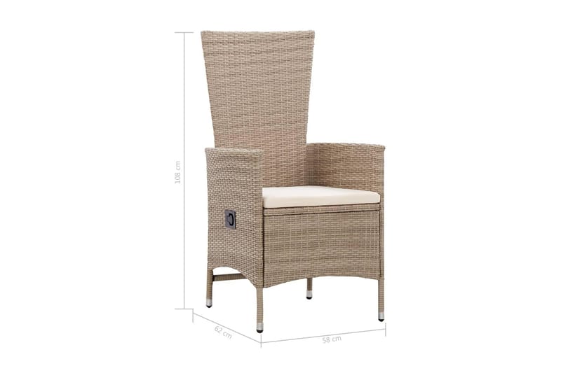 Trädgårdsstolar 2 st med dynor konstrotting beige - Beige - Utemöbler - Utestolar & fåtöljer - Matstolar ute