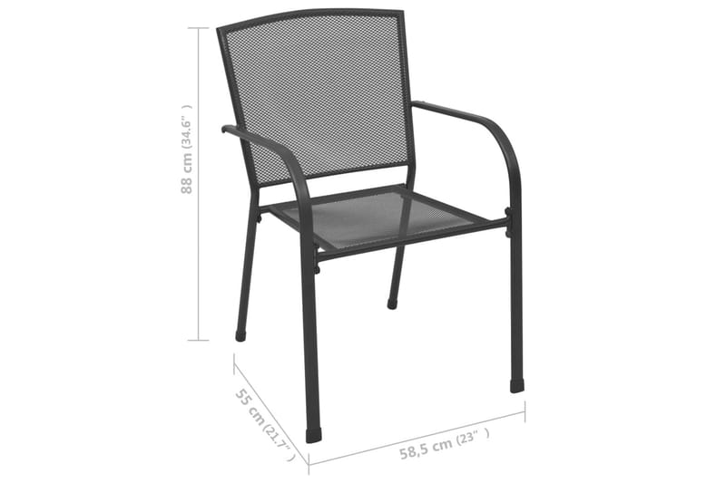 Trädgårdsstolar 4 st nätdesign antracit stål - Grå - Utemöbler - Utestolar & fåtöljer - Matstolar ute