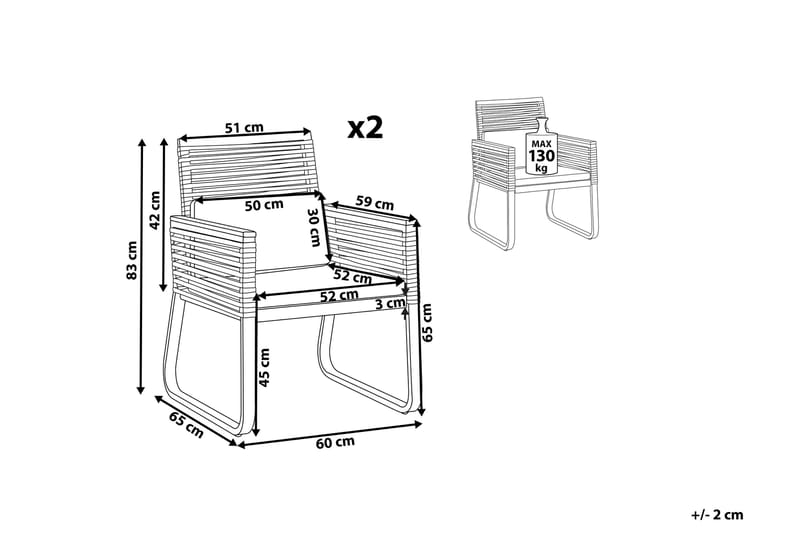 TrådgårdsUtestol 2 st svart CANETTO - Svart - Utemöbler - Utestolar & fåtöljer - Matstolar ute