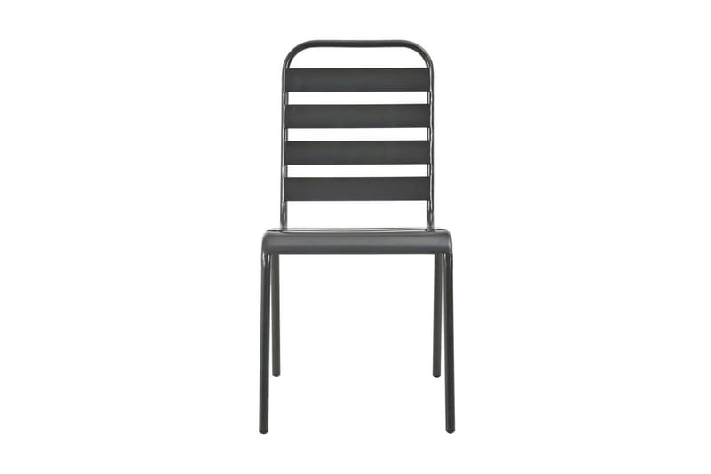 Utestolstolar 4 st ribbad design stål mörkgrå - Grå - Utemöbler - Utestolar & fåtöljer - Matstolar ute